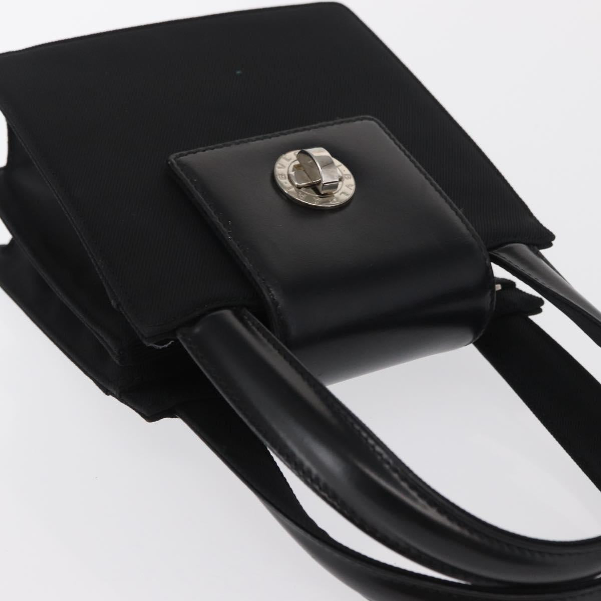 BVLGARI Hand Bag Nylon Black Silver Auth BA9909