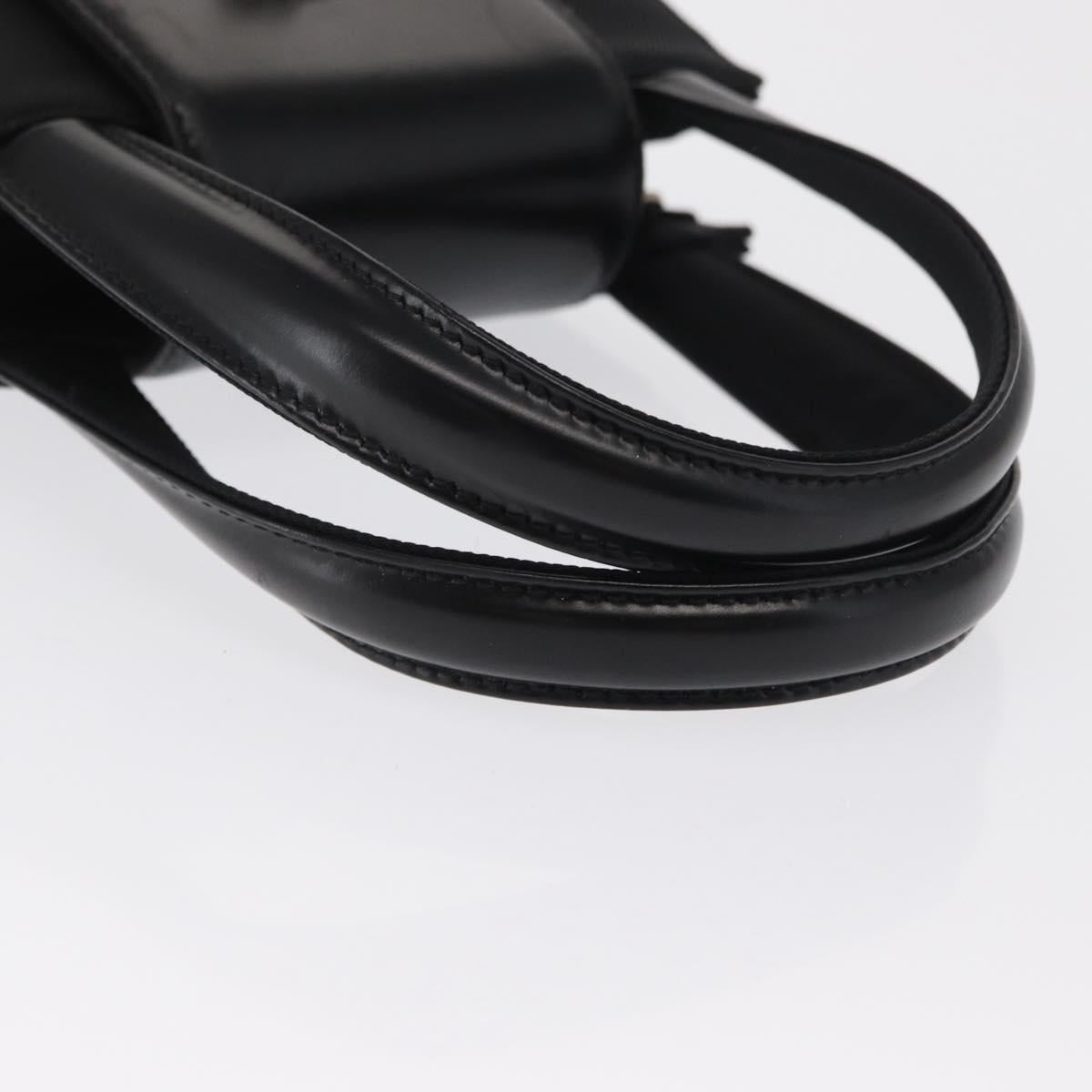 BVLGARI Hand Bag Nylon Black Silver Auth BA9909