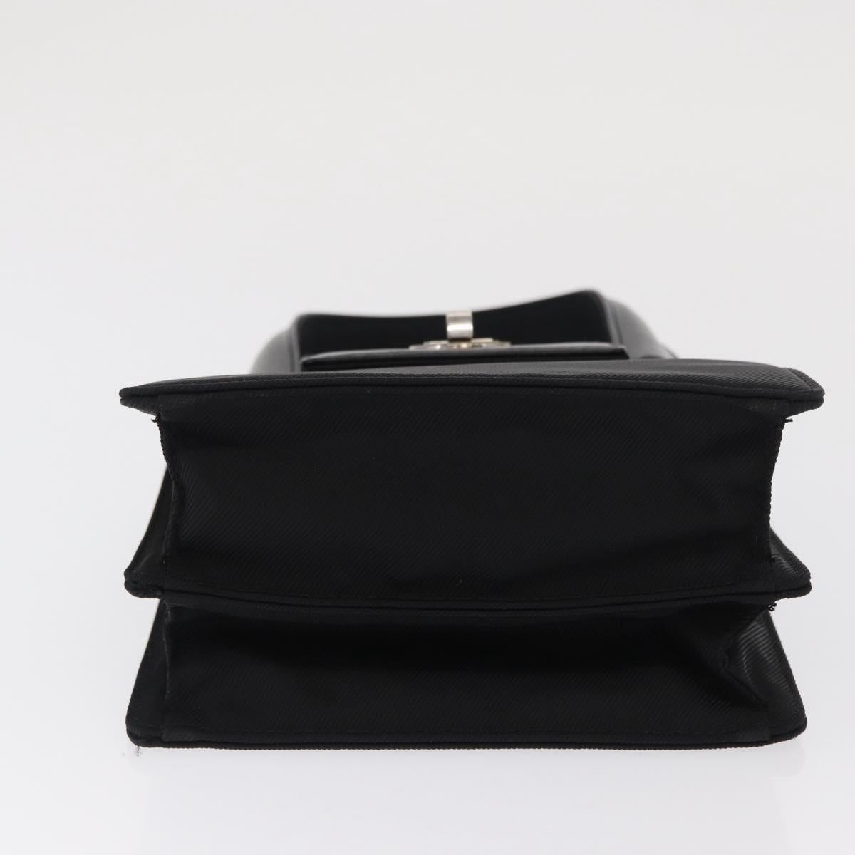 BVLGARI Hand Bag Nylon Black Silver Auth BA9909