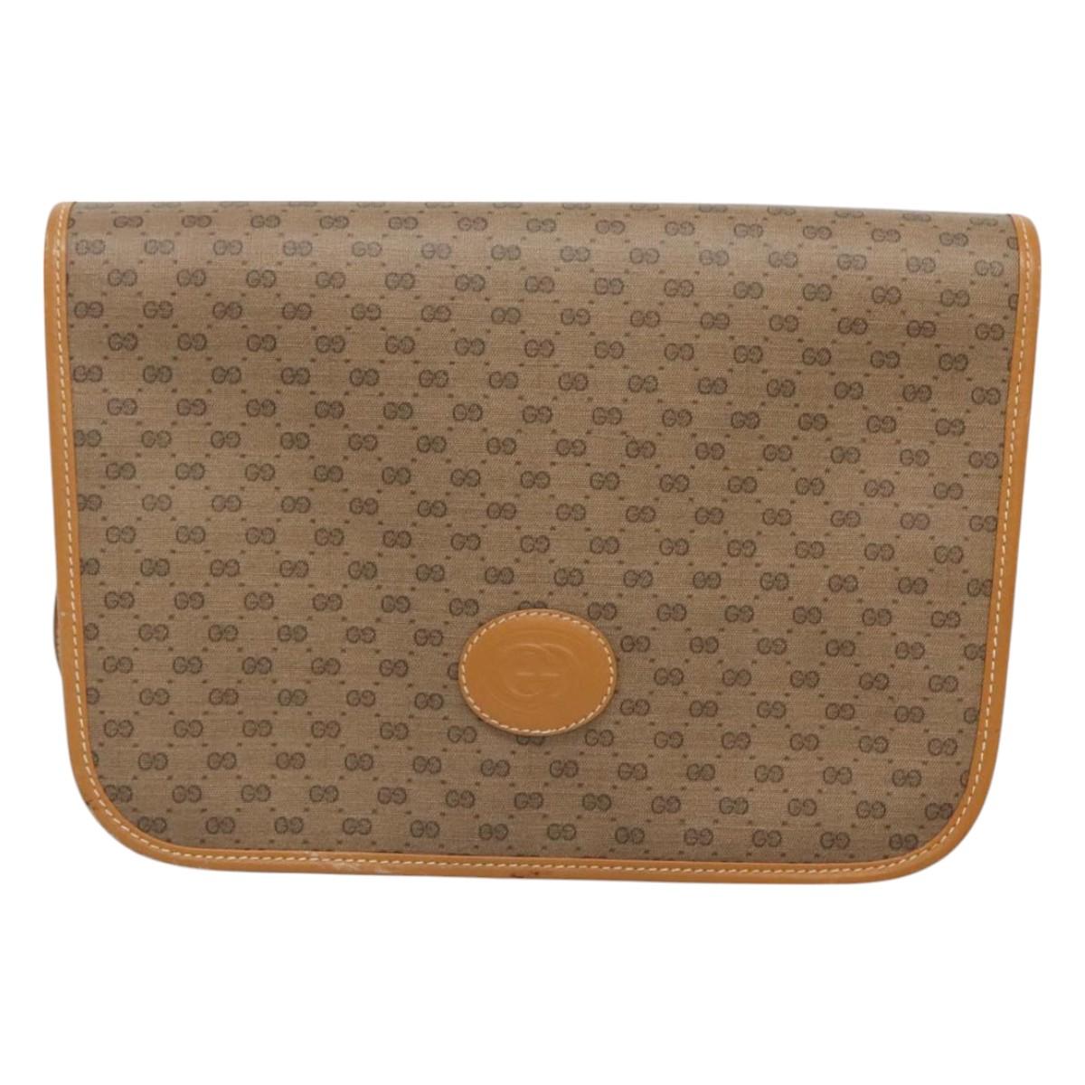 GUCCI Micro GG Supreme Shoulder Bag PVC Brown Gold 001 116 0915 Auth BA991