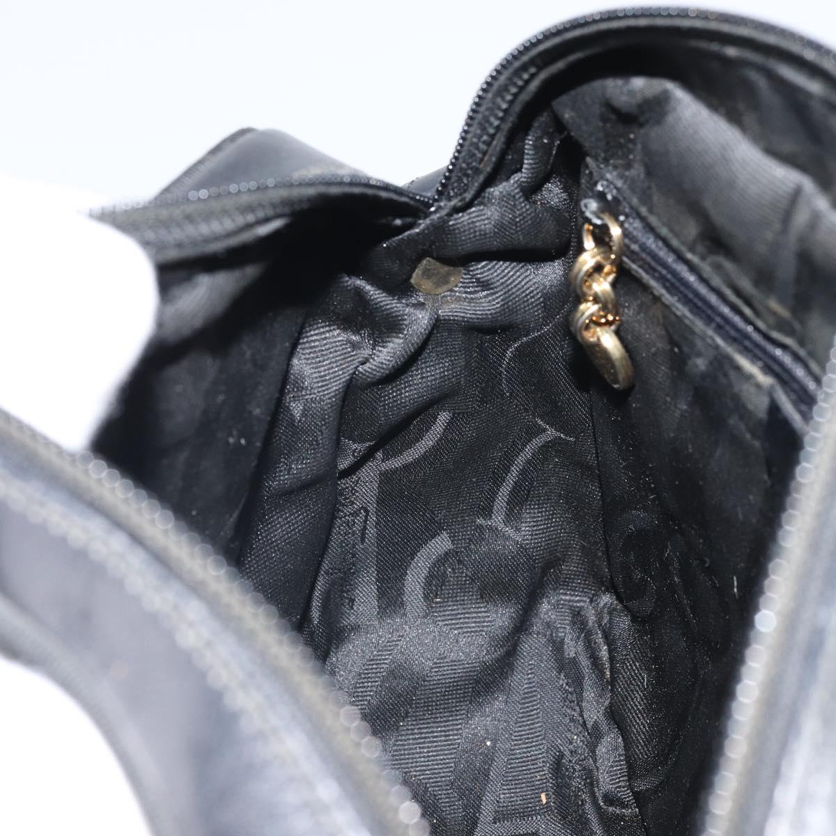 Salvatore Ferragamo Shoulder Bag Leather Black Gold Auth BA9913