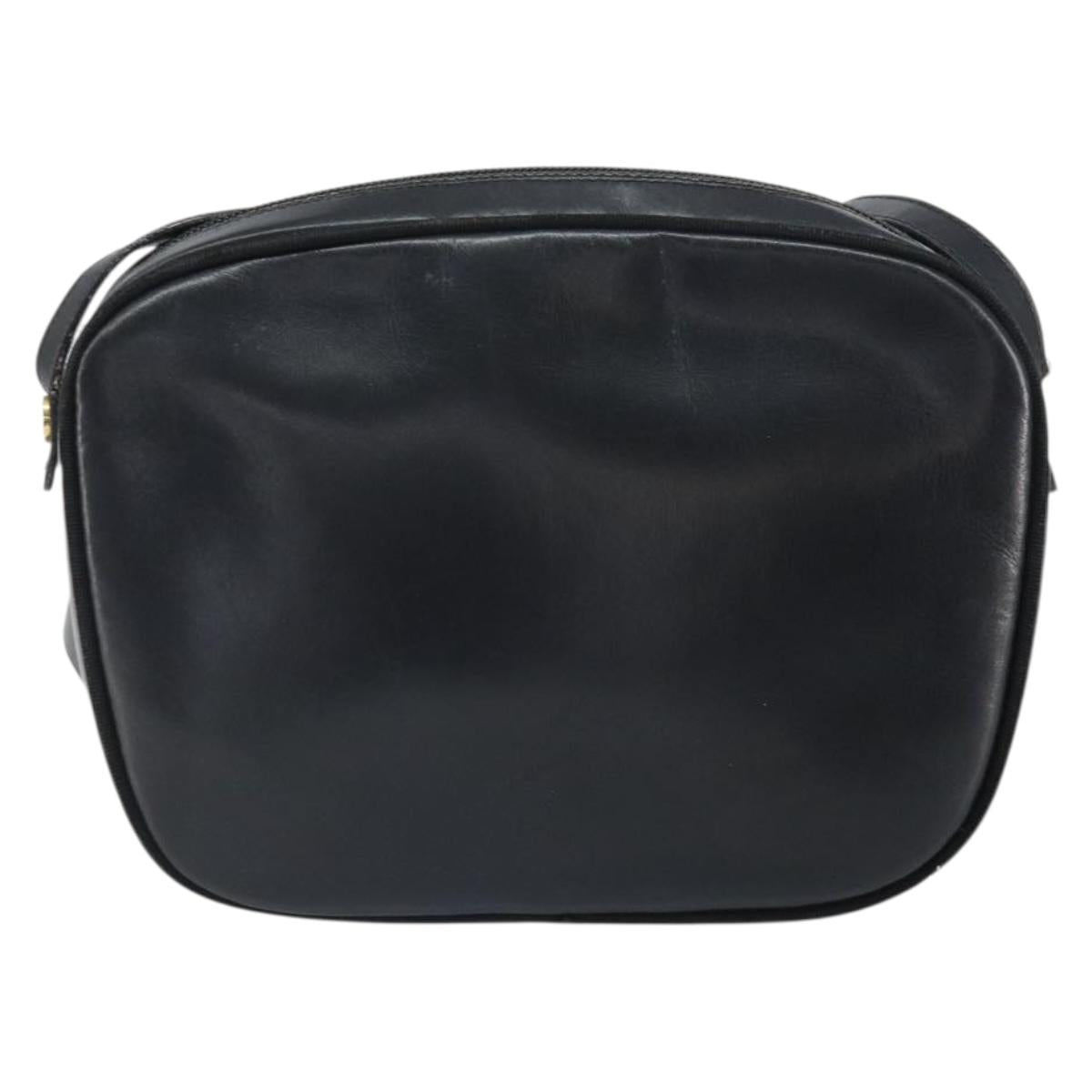 Salvatore Ferragamo Shoulder Bag Leather Black Gold Auth BA9913