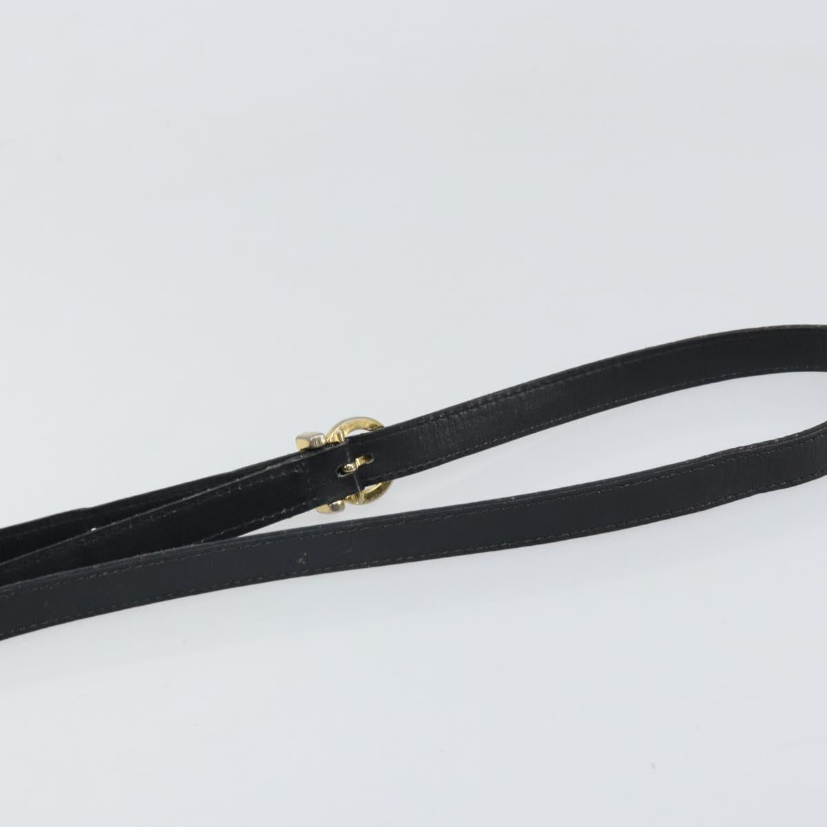 Salvatore Ferragamo Shoulder Bag Leather Black Gold Auth BA9913