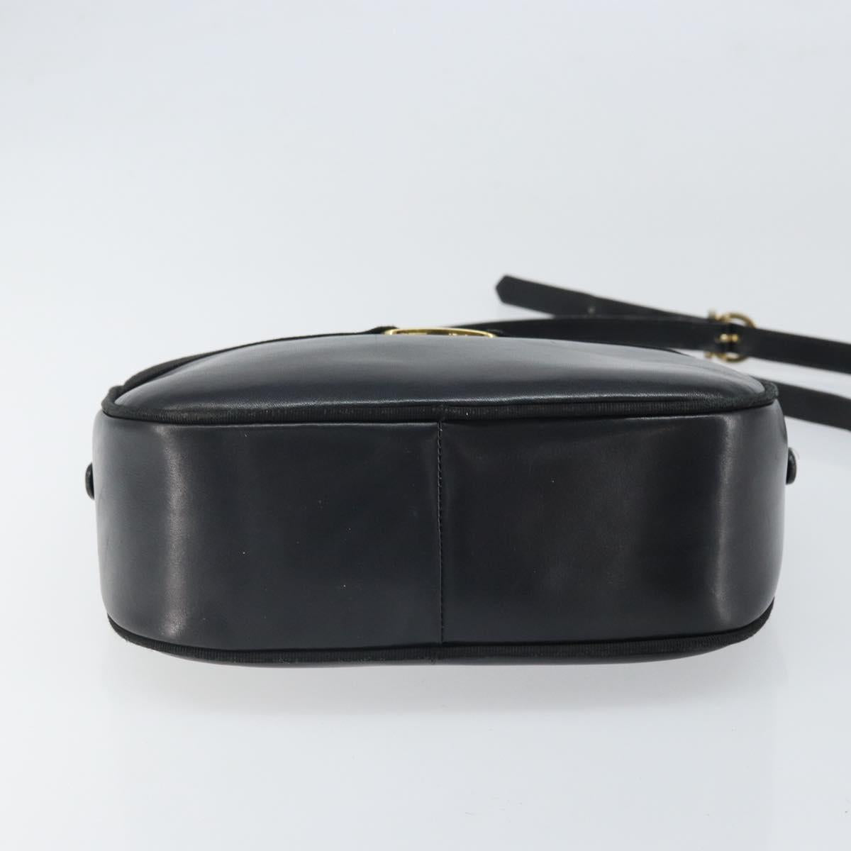 Salvatore Ferragamo Shoulder Bag Leather Black Gold Auth BA9913