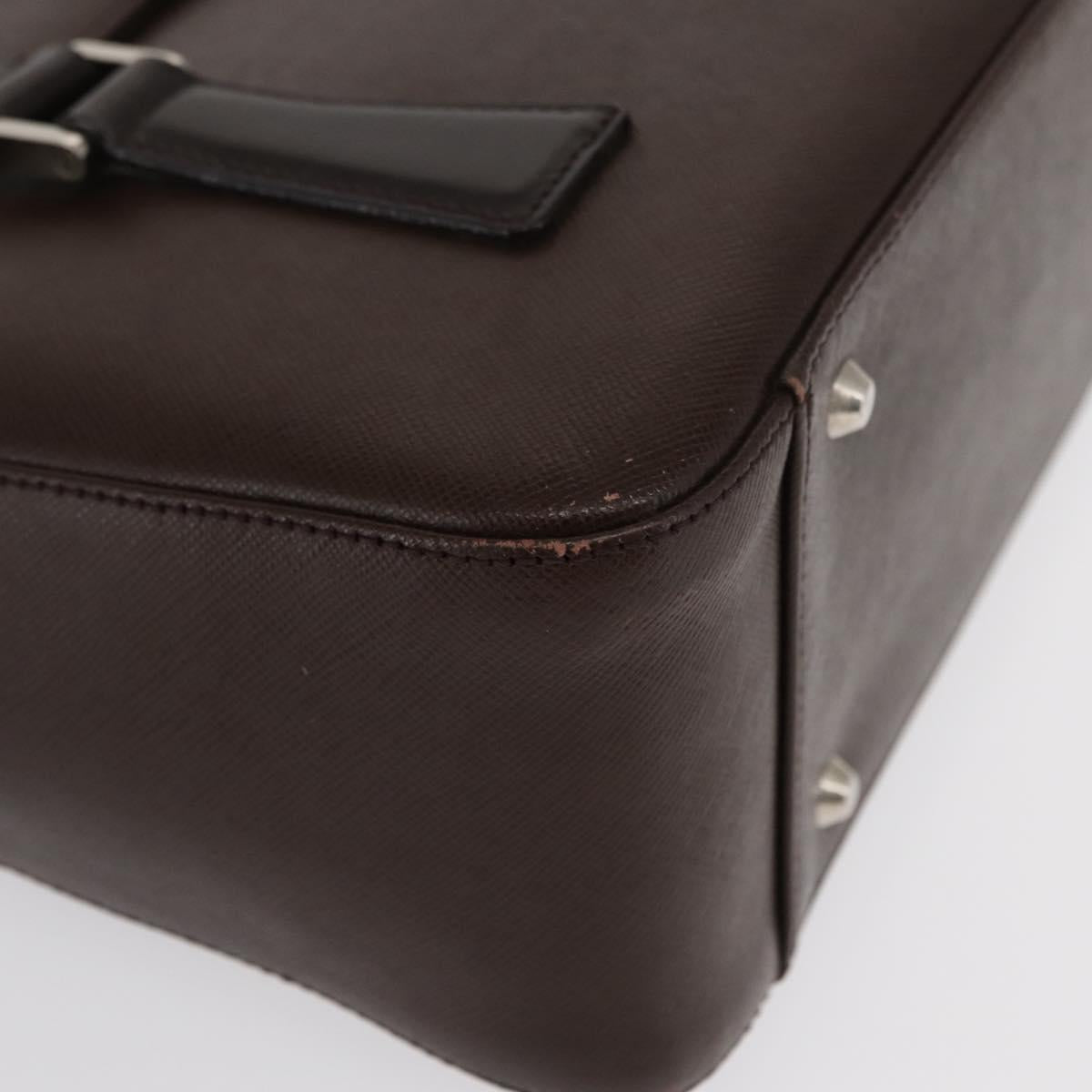 BURBERRY Hand Bag Leather Brown Silver Auth BA9916