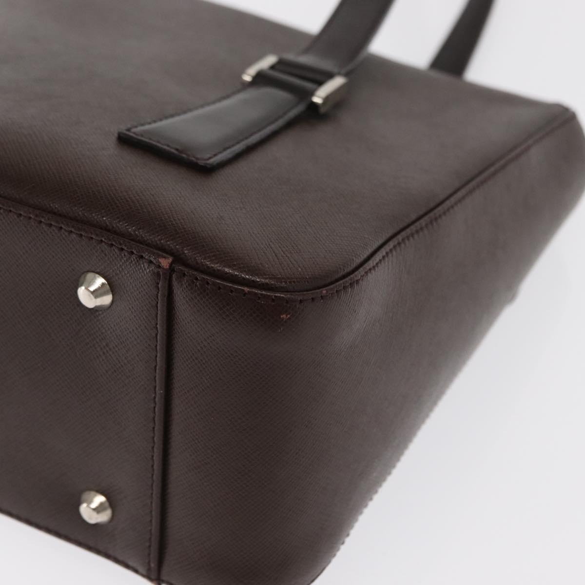 BURBERRY Hand Bag Leather Brown Silver Auth BA9916