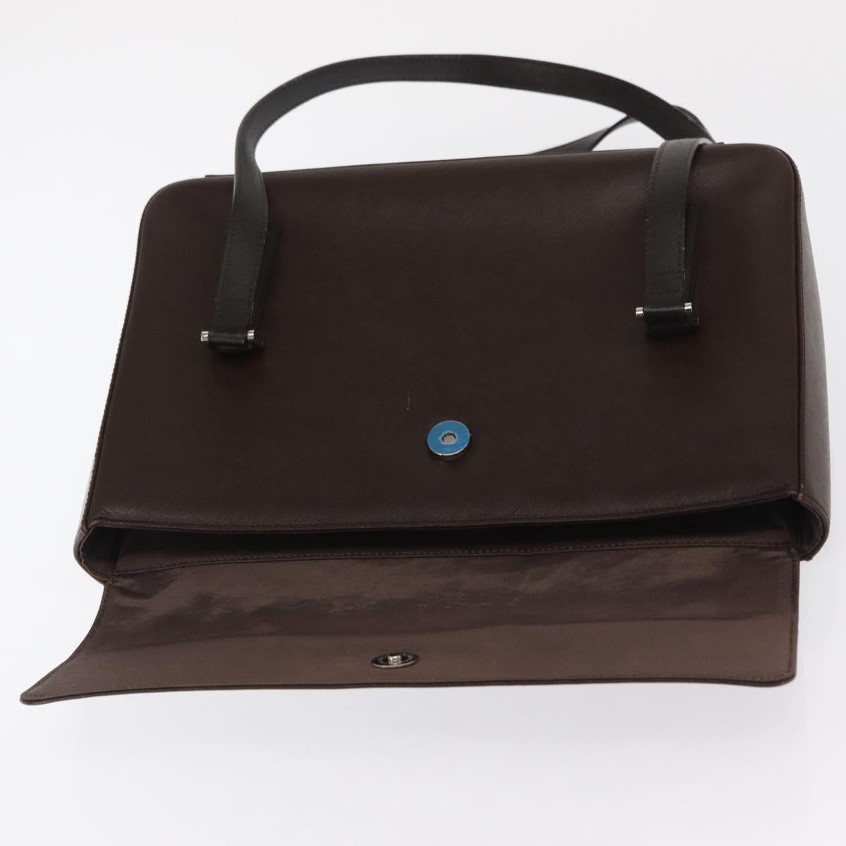 BURBERRY Hand Bag Leather Brown Silver Auth BA9916
