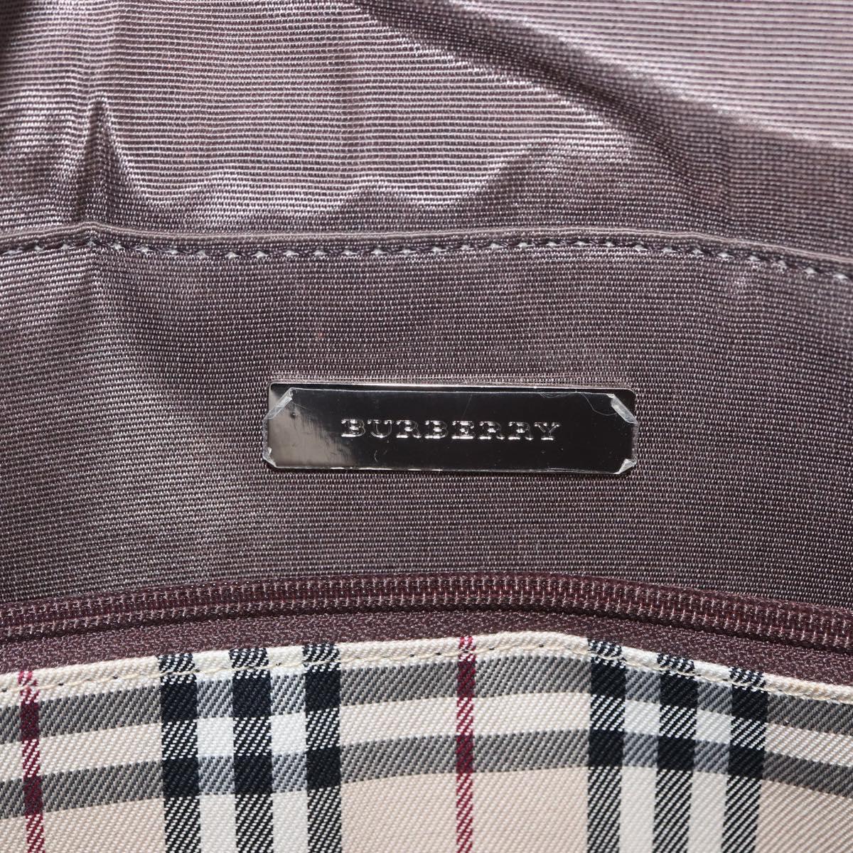 BURBERRY Hand Bag Leather Brown Silver Auth BA9916