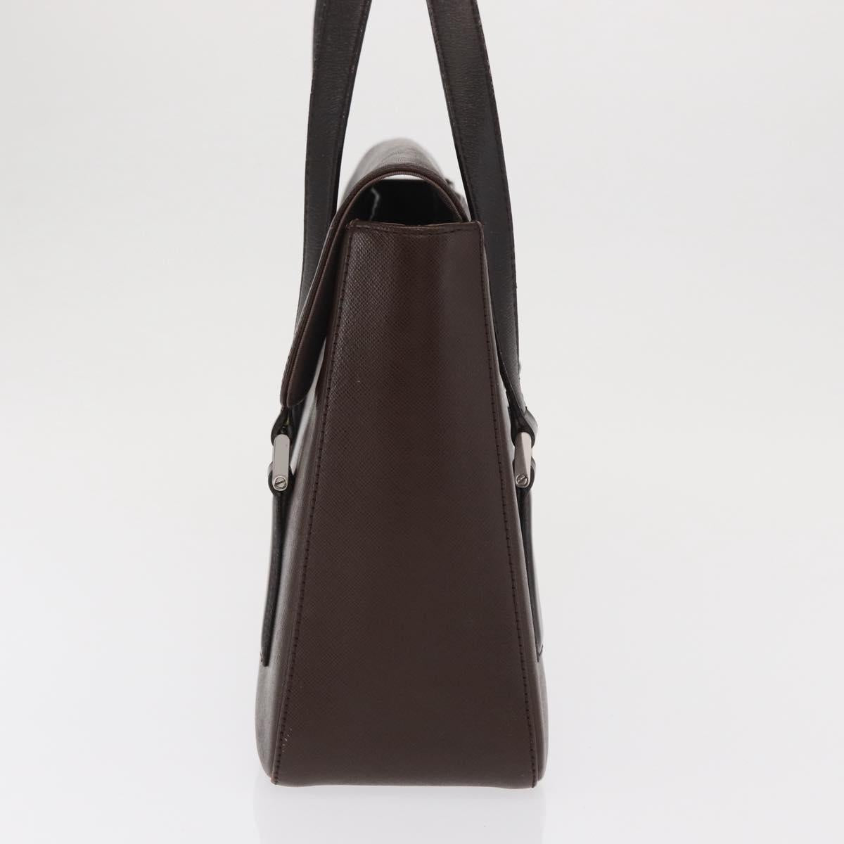 BURBERRY Hand Bag Leather Brown Silver Auth BA9916