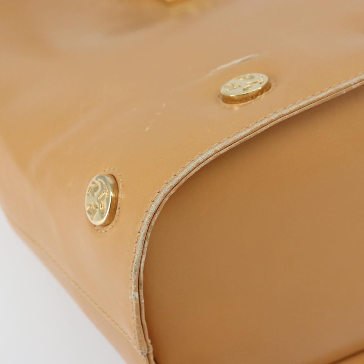 Salvatore Ferragamo Hand Bag Leather Beige Gold Auth BA9917