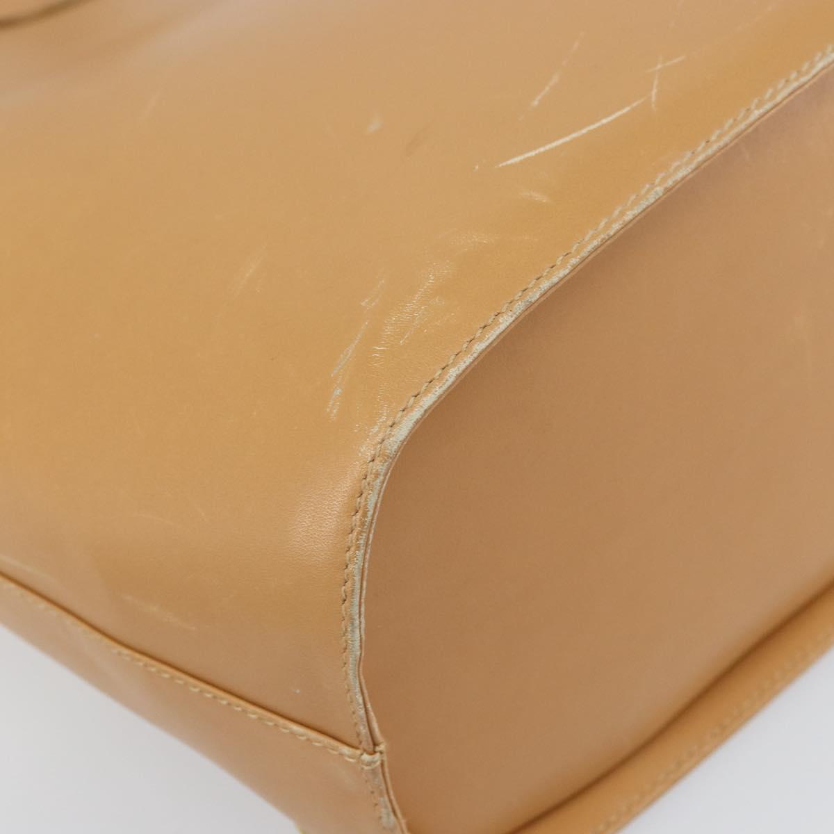 Salvatore Ferragamo Hand Bag Leather Beige Gold Auth BA9917