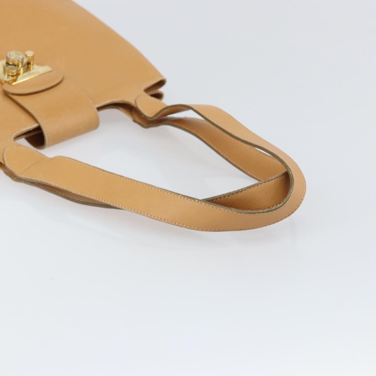 Salvatore Ferragamo Hand Bag Leather Beige Gold Auth BA9917