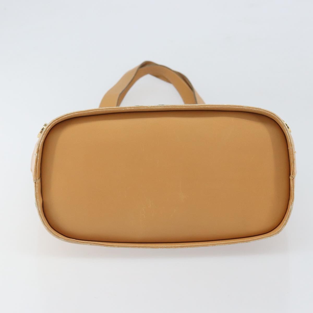 Salvatore Ferragamo Hand Bag Leather Beige Gold Auth BA9917