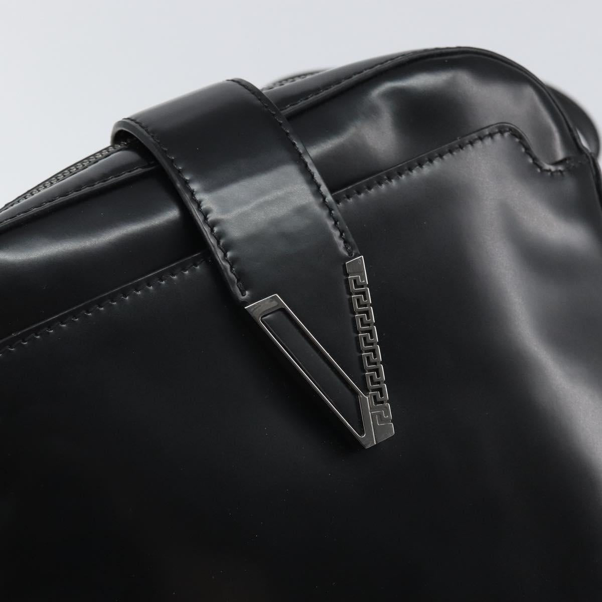 VERSACE Shoulder Bag Patent leather Black Auth BA9919