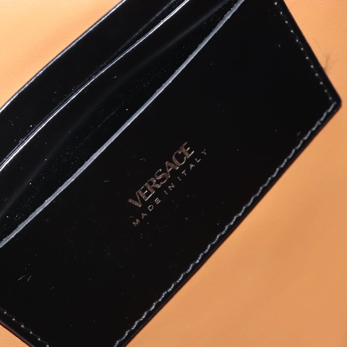 VERSACE Shoulder Bag Patent leather Black Auth BA9919