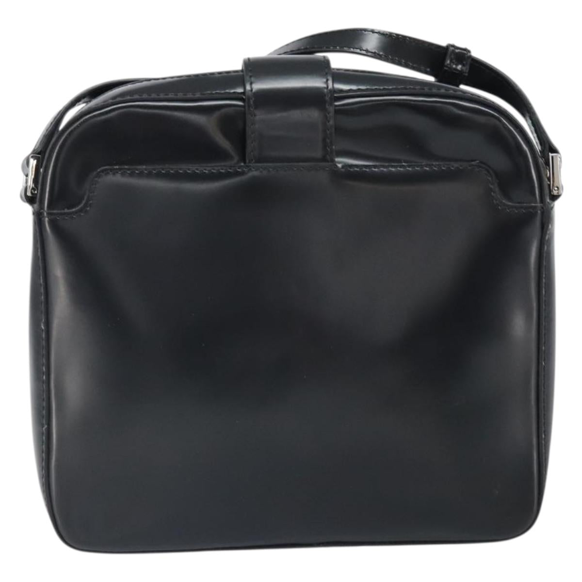 VERSACE Shoulder Bag Patent leather Black Auth BA9919