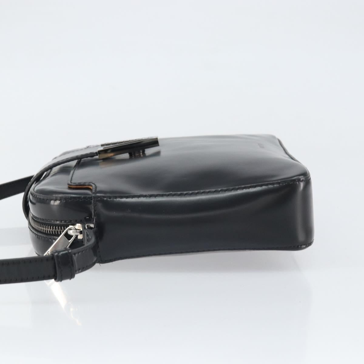 VERSACE Shoulder Bag Patent leather Black Auth BA9919
