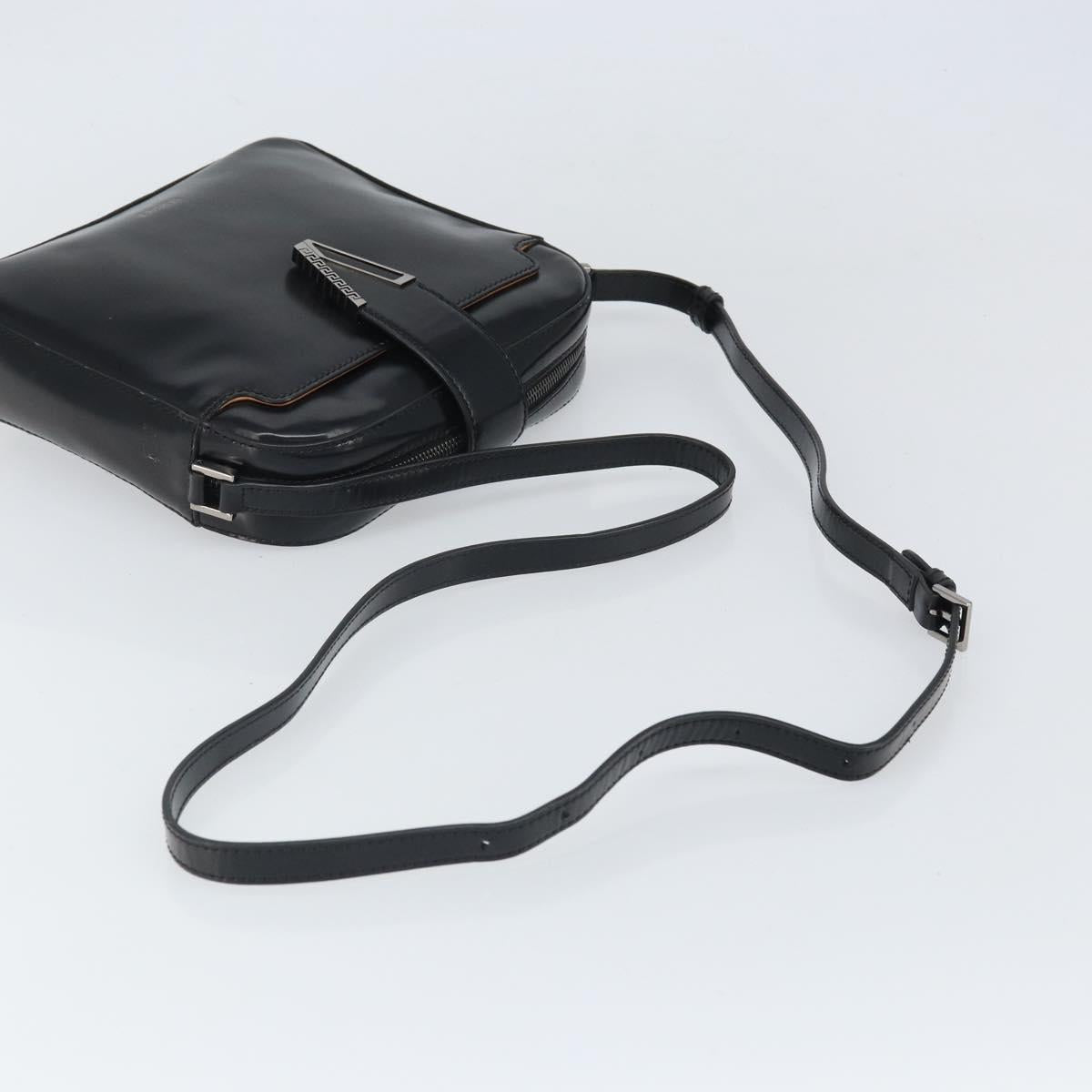 VERSACE Shoulder Bag Patent leather Black Auth BA9919