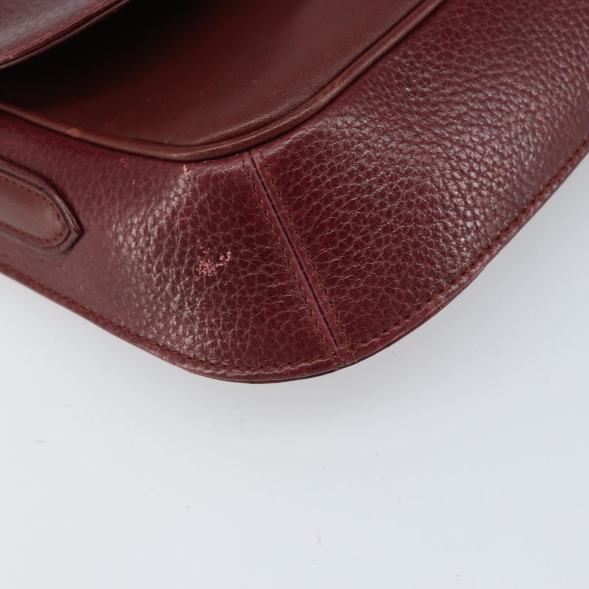 CARTIER Must Line Shoulder Bag Leather Bordeaux Gold Auth BA9920