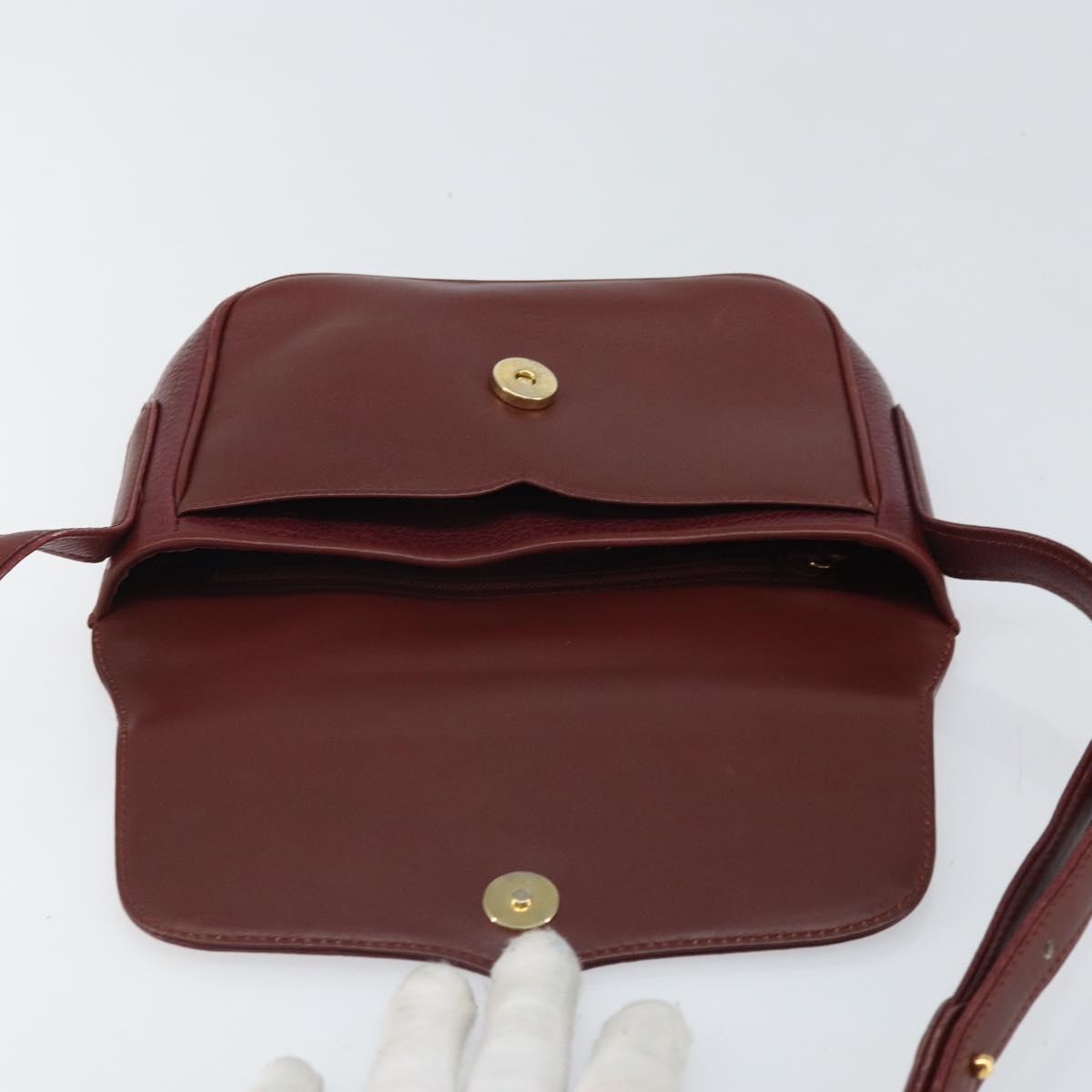 CARTIER Must Line Shoulder Bag Leather Bordeaux Gold Auth BA9920