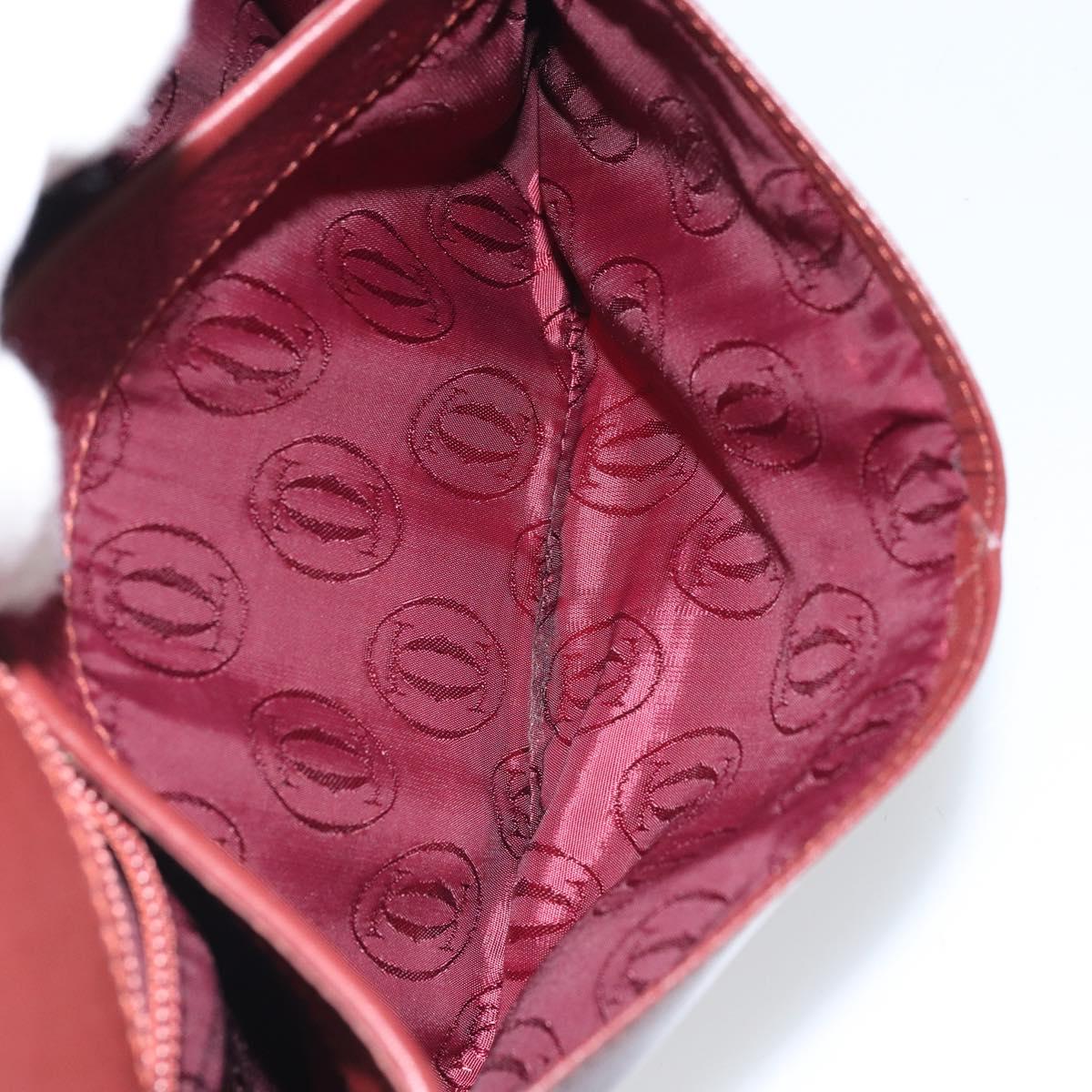 CARTIER Must Line Shoulder Bag Leather Bordeaux Gold Auth BA9920