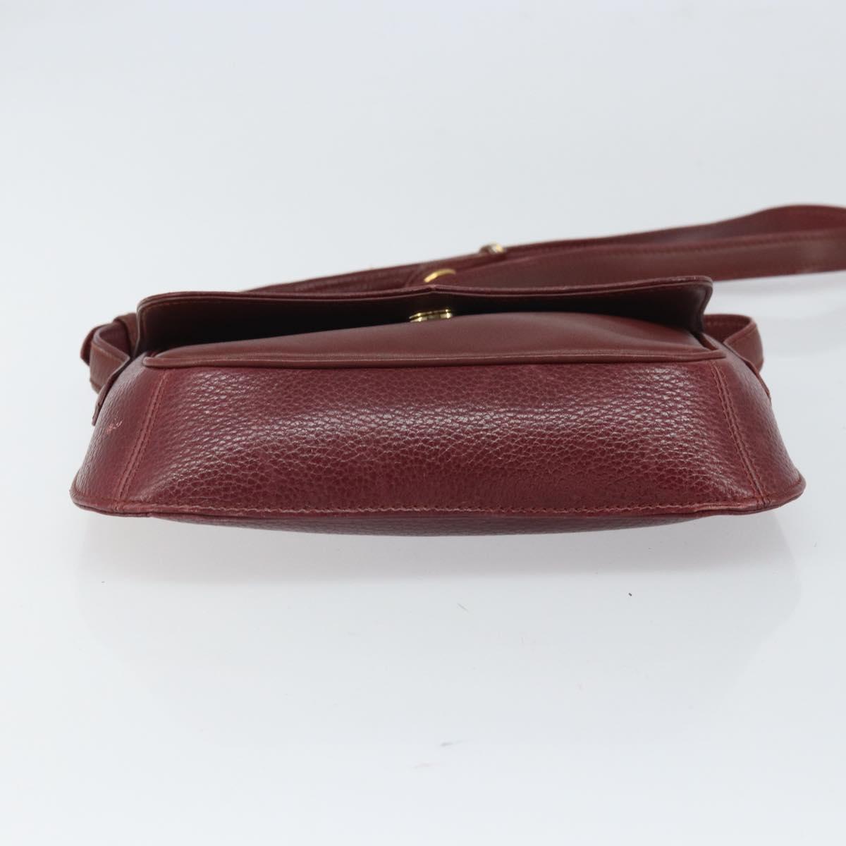 CARTIER Must Line Shoulder Bag Leather Bordeaux Gold Auth BA9920