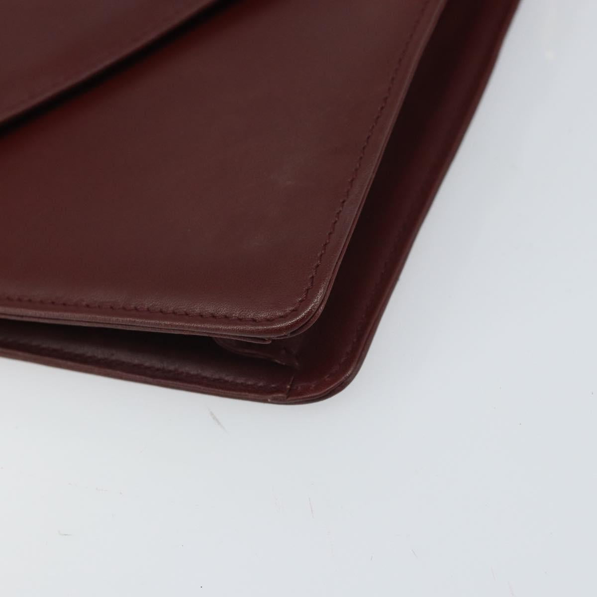 CARTIER Must Line Shoulder Bag Leather Bordeaux Gold Auth BA9921
