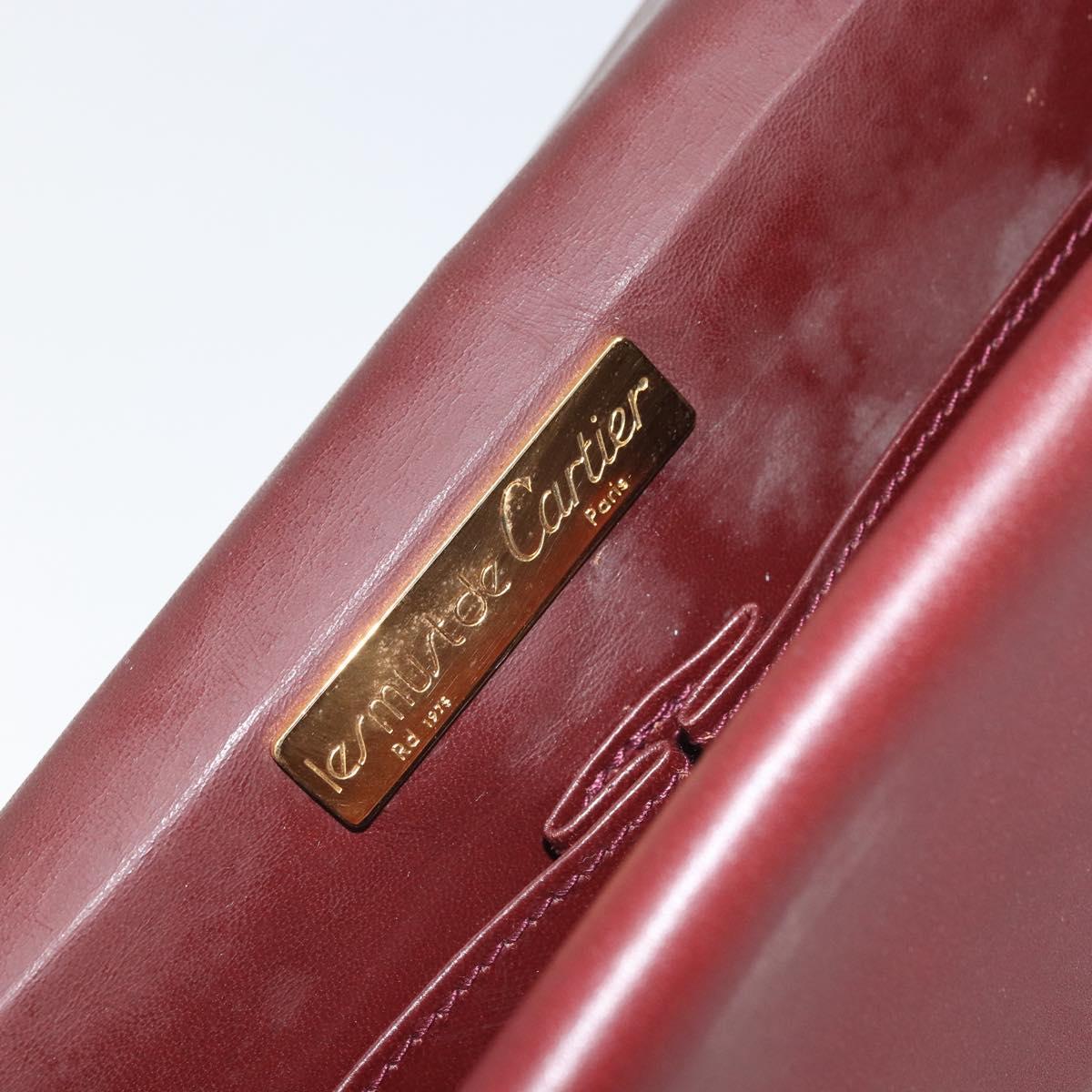 CARTIER Must Line Shoulder Bag Leather Bordeaux Gold Auth BA9921