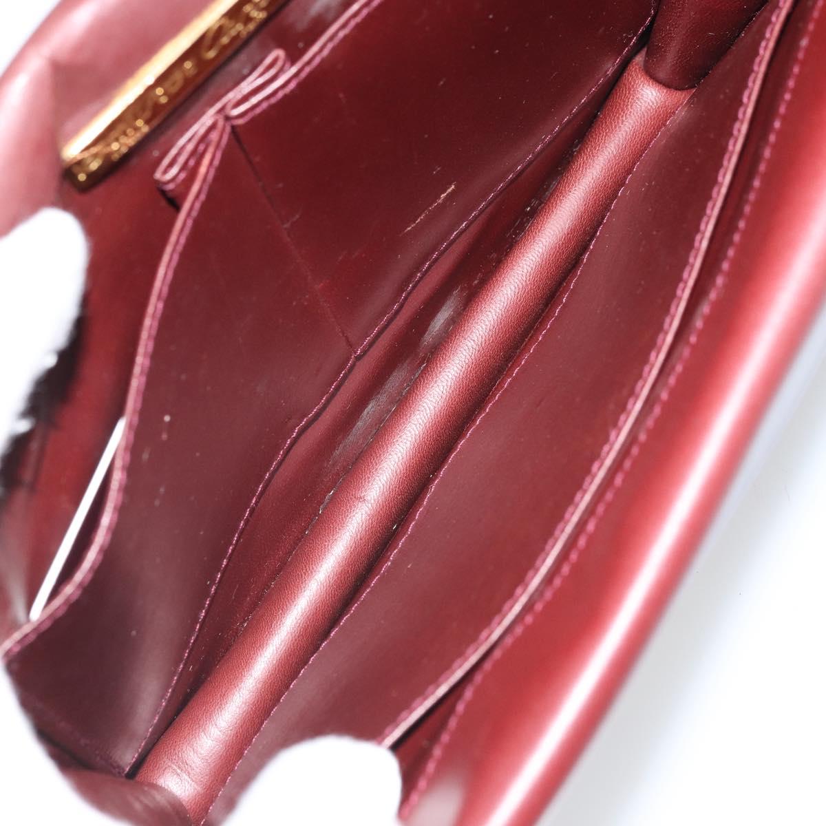 CARTIER Must Line Shoulder Bag Leather Bordeaux Gold Auth BA9921