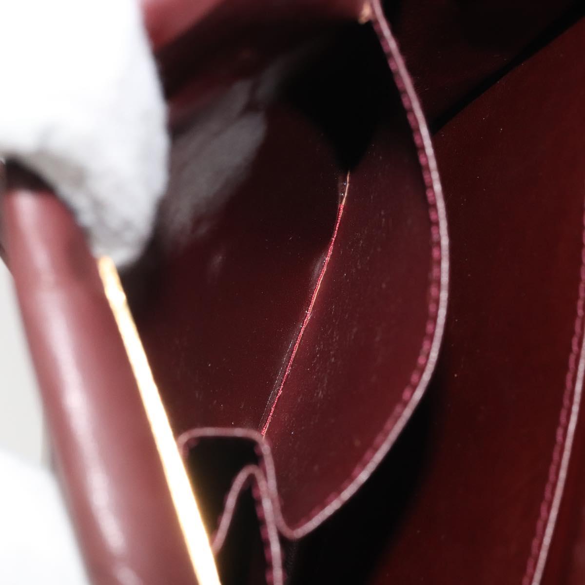 CARTIER Must Line Shoulder Bag Leather Bordeaux Gold Auth BA9921