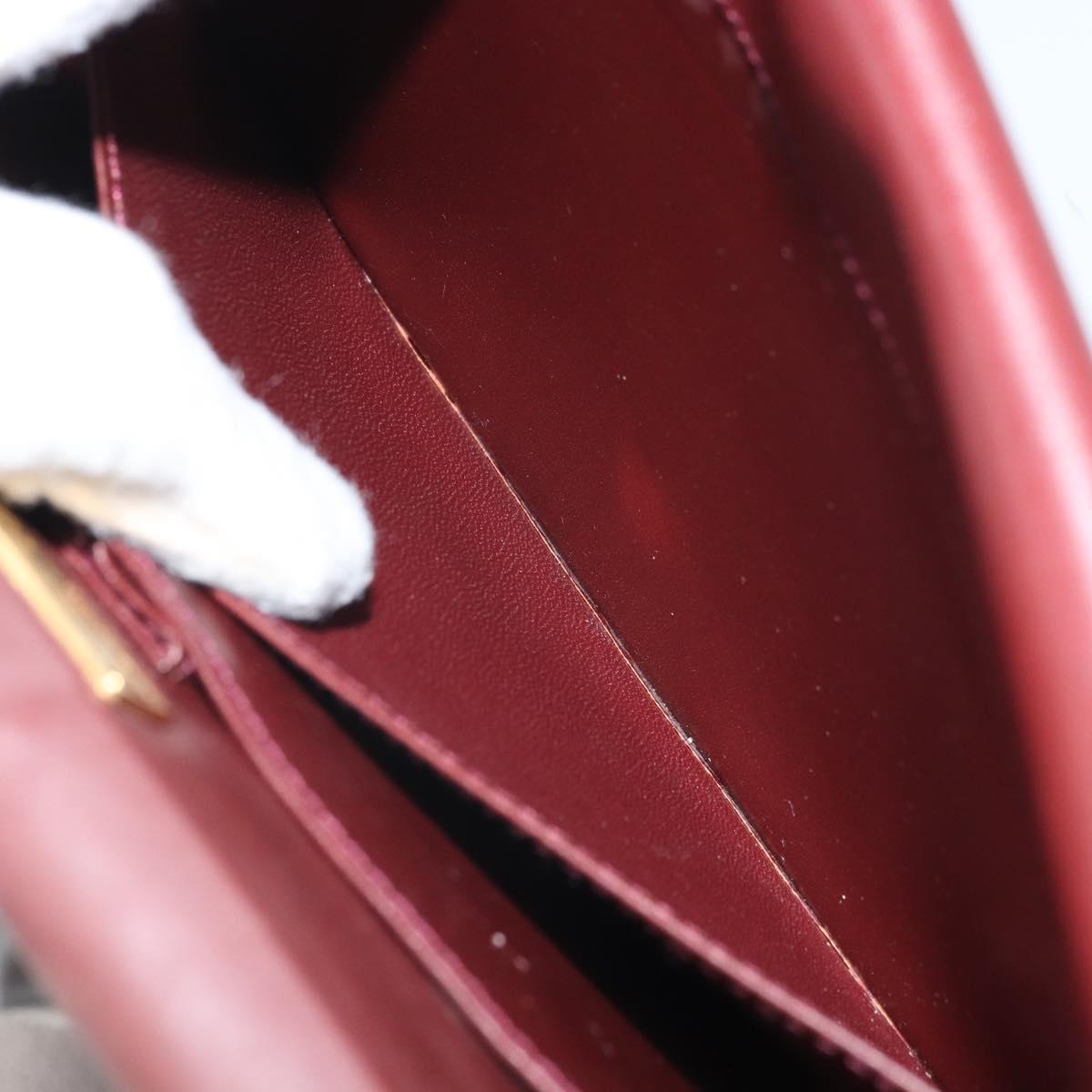 CARTIER Must Line Shoulder Bag Leather Bordeaux Gold Auth BA9921