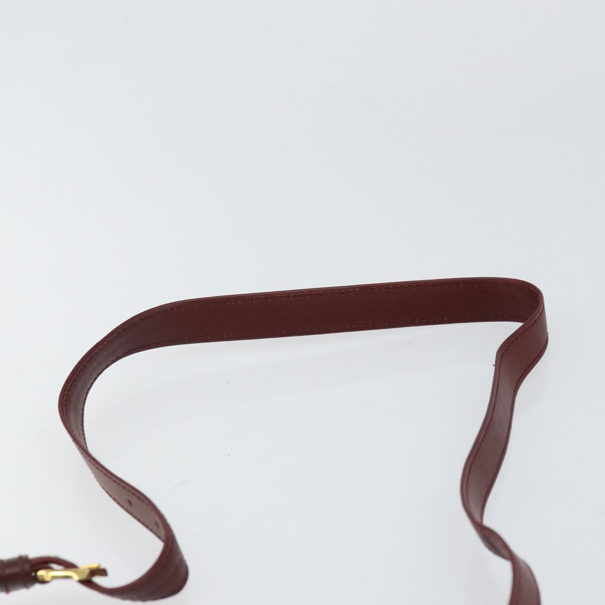 CARTIER Must Line Shoulder Bag Leather Bordeaux Gold Auth BA9921