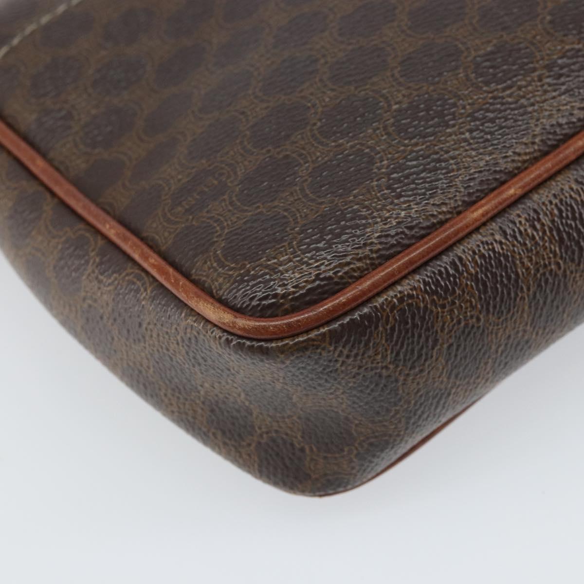 CELINE Macadam Canvas Shoulder Bag PVC Leather Brown Gold Auth BA9922