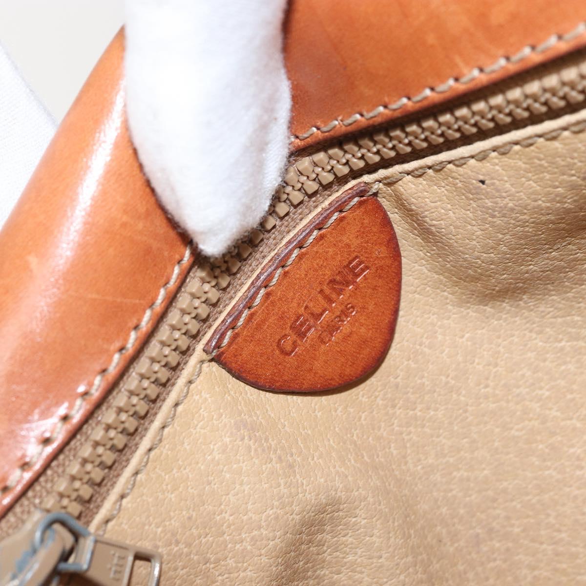 CELINE Macadam Canvas Shoulder Bag PVC Leather Brown Gold Auth BA9922