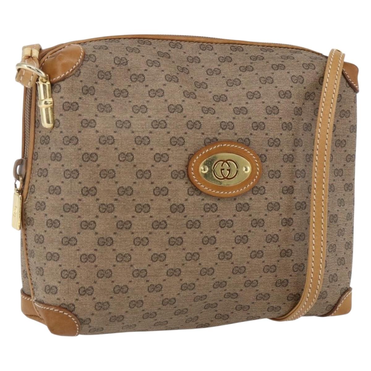 GUCCI Micro GG Supreme Shoulder Bag PVC Beige Gold 07 37 4916 Auth BA9926