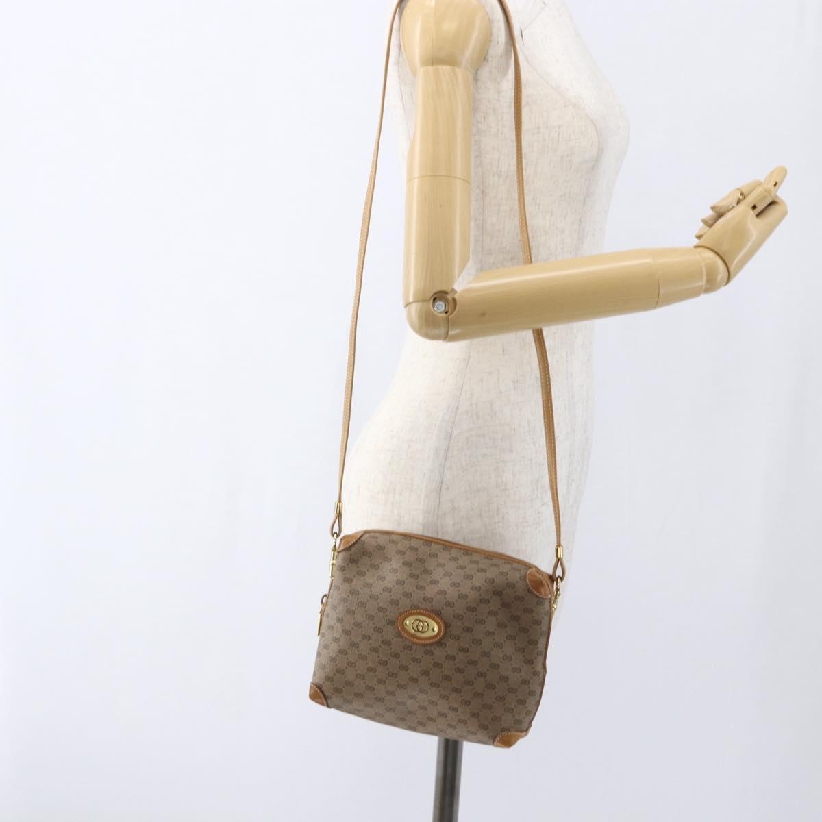 GUCCI Micro GG Supreme Shoulder Bag PVC Beige Gold 07 37 4916 Auth BA9926