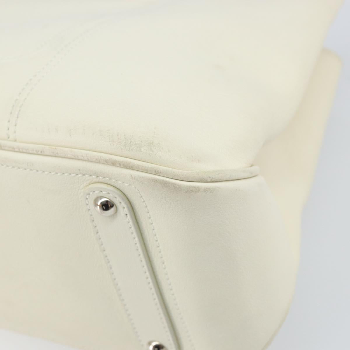 Salvatore Ferragamo Hand Bag Leather White Silver Auth BA9927