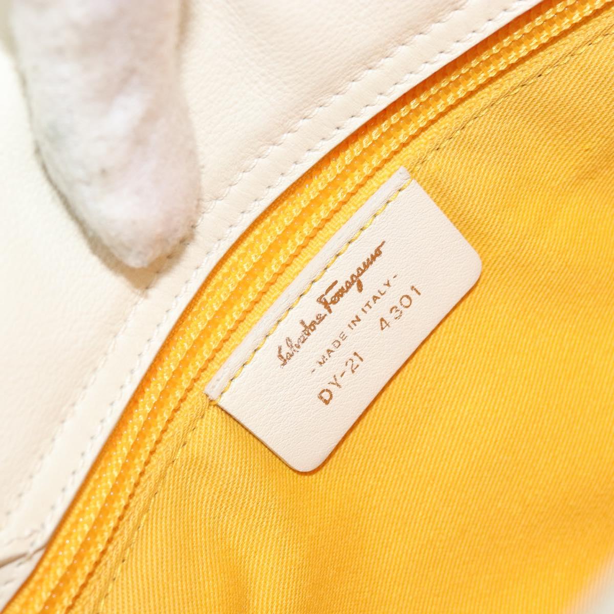 Salvatore Ferragamo Hand Bag Leather White Silver Auth BA9927