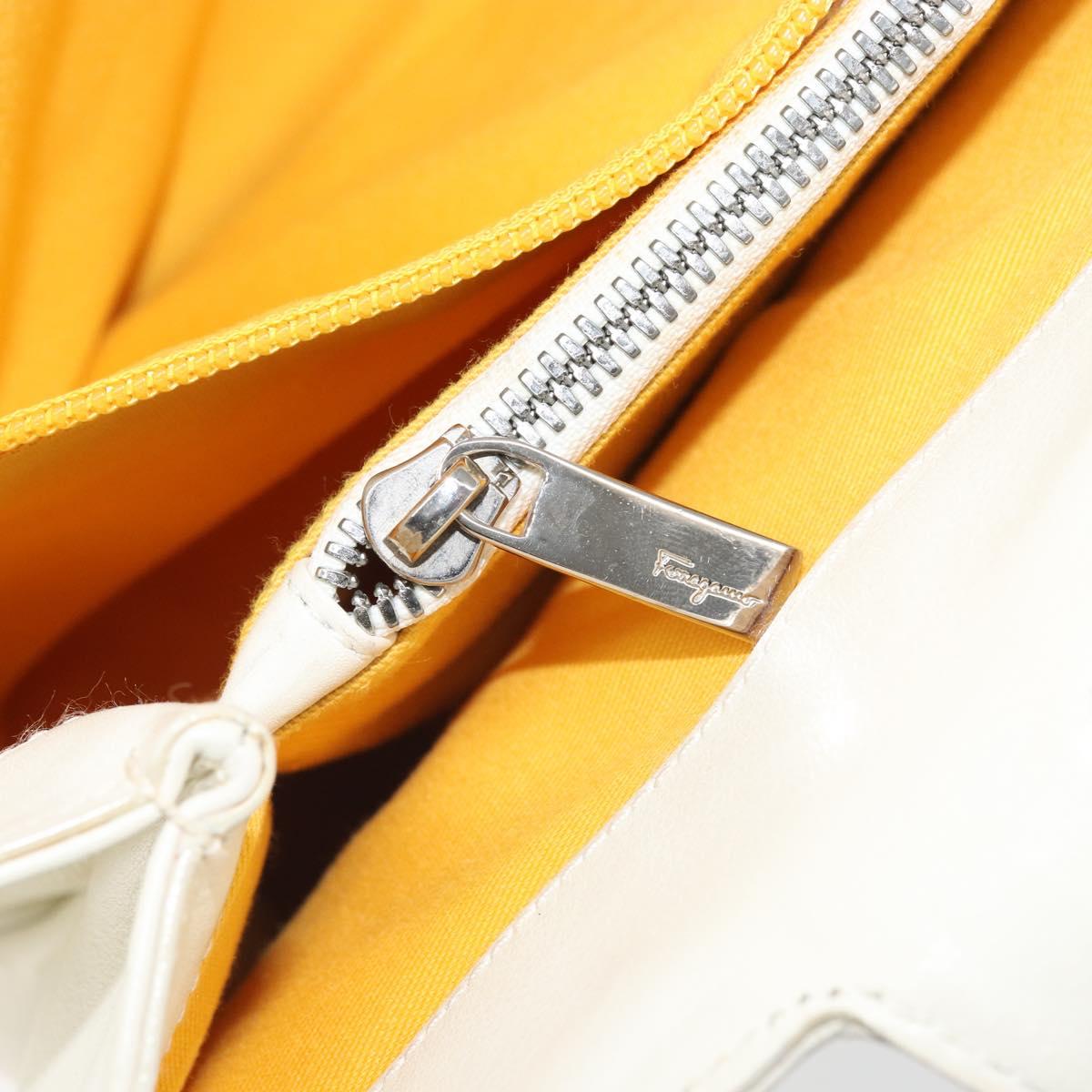 Salvatore Ferragamo Hand Bag Leather White Silver Auth BA9927