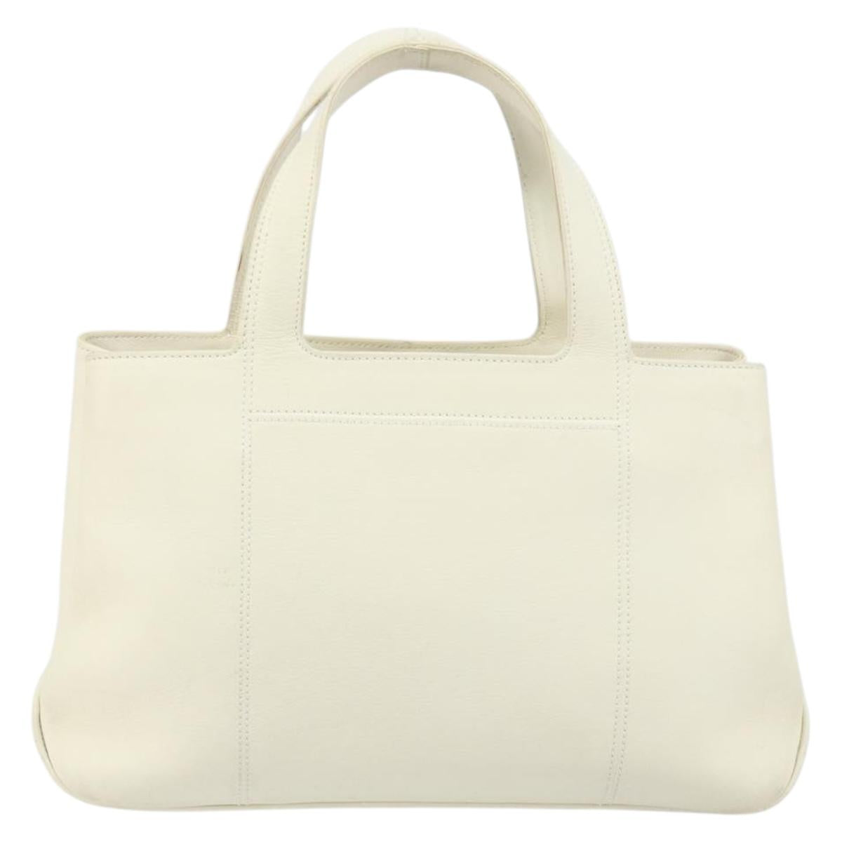 Salvatore Ferragamo Hand Bag Leather White Silver Auth BA9927