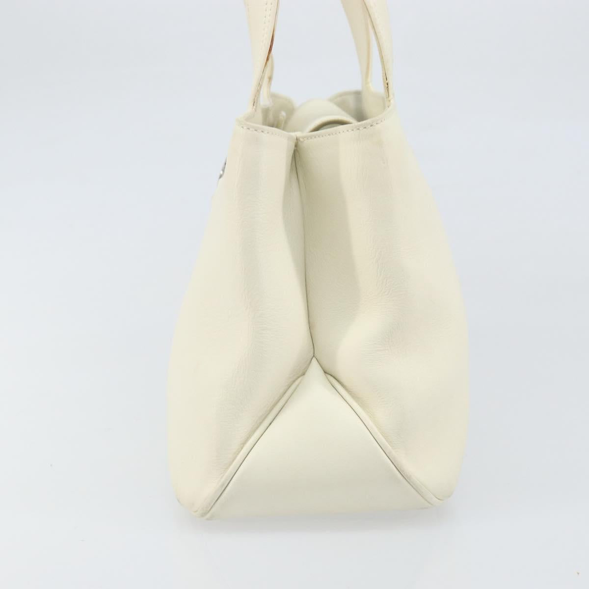 Salvatore Ferragamo Hand Bag Leather White Silver Auth BA9927