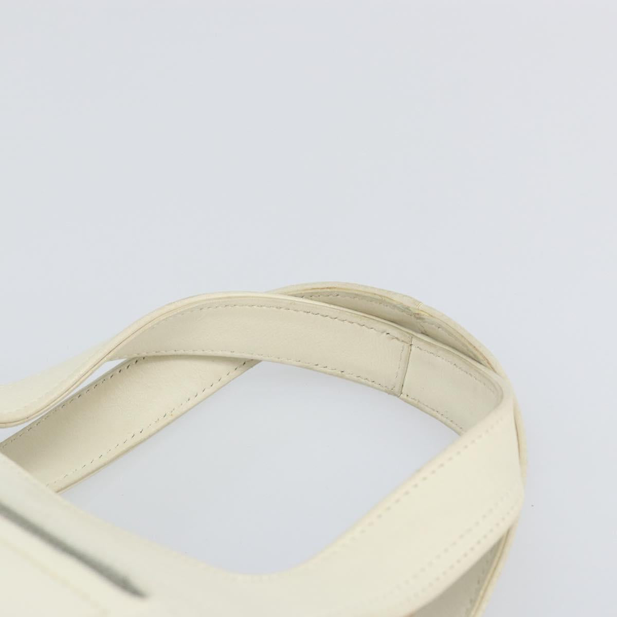 Salvatore Ferragamo Hand Bag Leather White Silver Auth BA9927