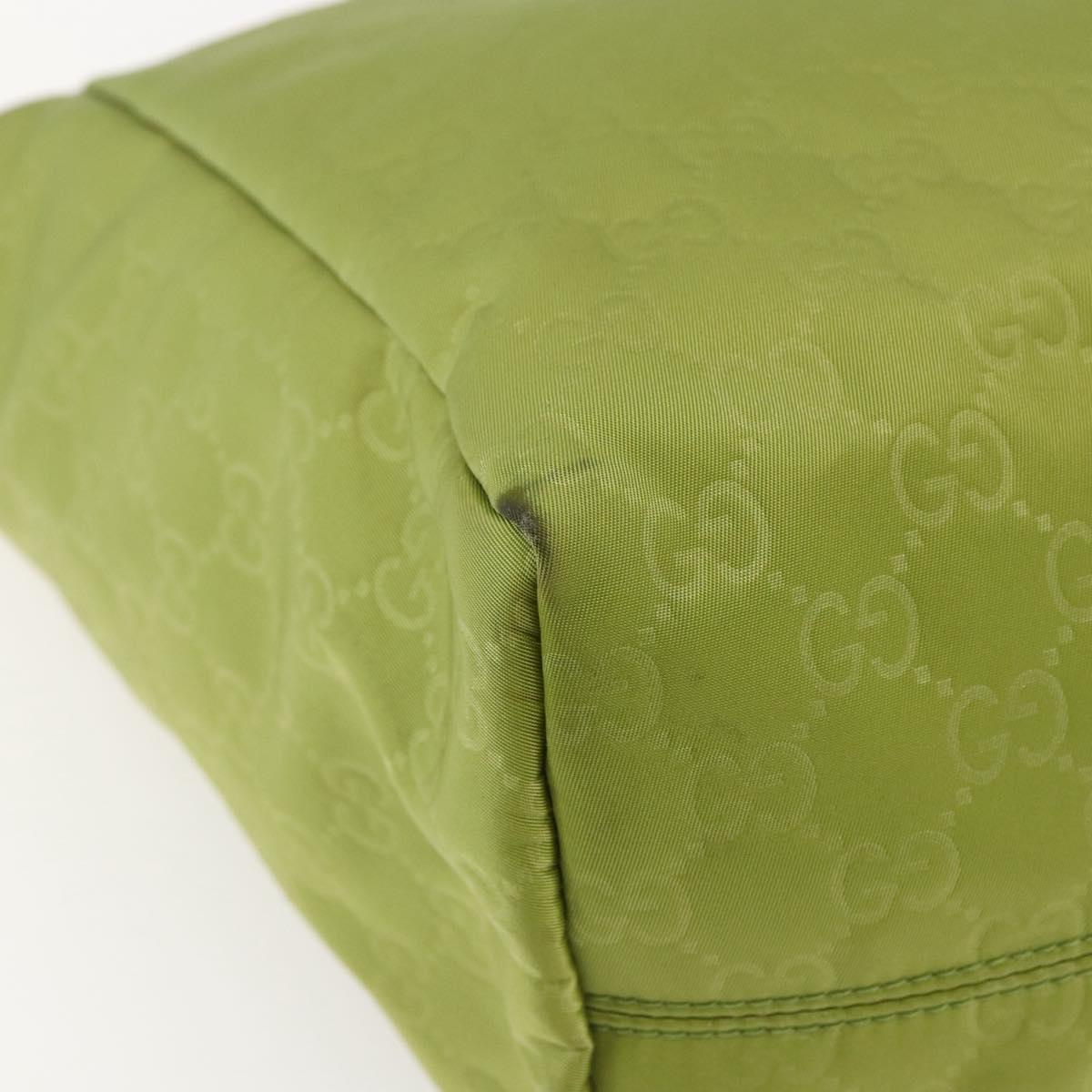 GUCCI GG Nylon Tote Bag LIme Green 282439 Auth BA9930