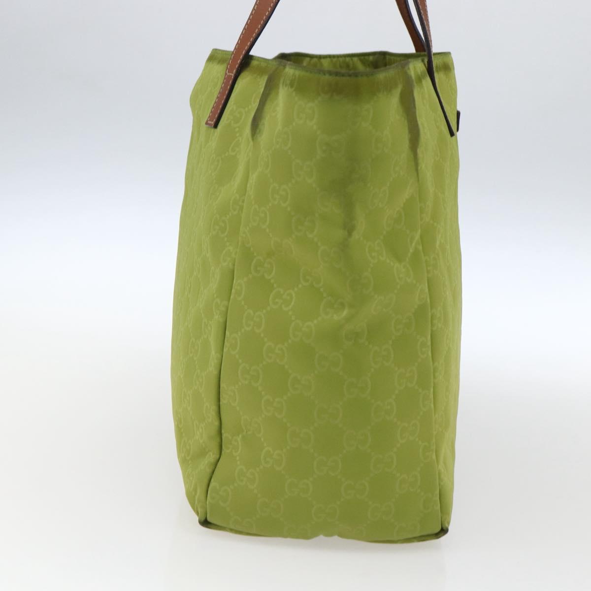GUCCI GG Nylon Tote Bag LIme Green 282439 Auth BA9930