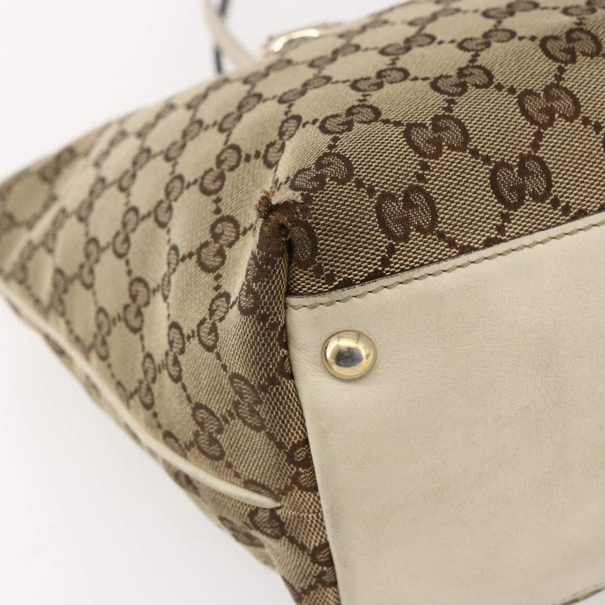GUCCI GG Canvas Tote Bag Beige Gold 169946 Auth BA9932