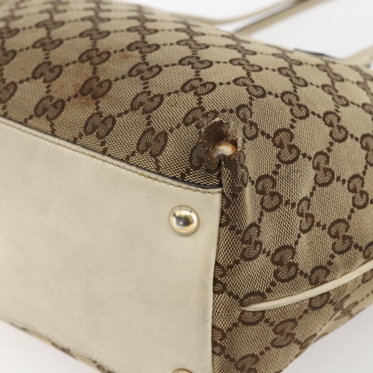 GUCCI GG Canvas Tote Bag Beige Gold 169946 Auth BA9932