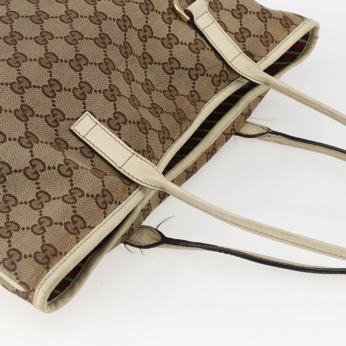 GUCCI GG Canvas Tote Bag Beige Gold 169946 Auth BA9932