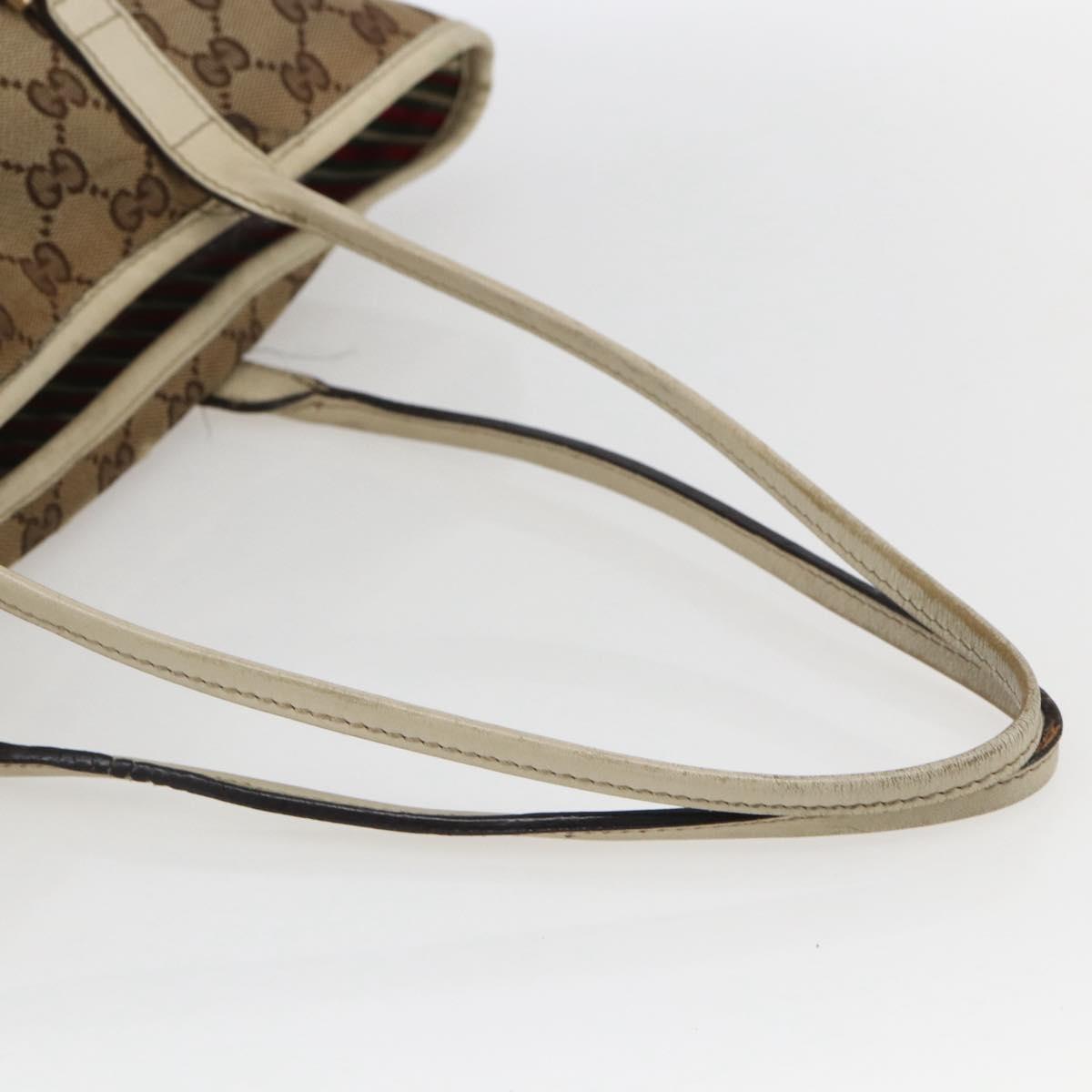 GUCCI GG Canvas Tote Bag Beige Gold 169946 Auth BA9932