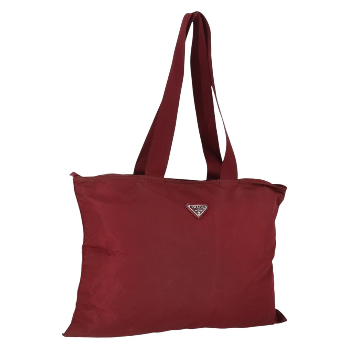 PRADA Shoulder Bag Nylon Red Silver Auth BA9935