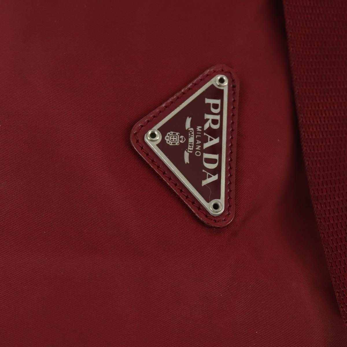 PRADA Shoulder Bag Nylon Red Silver Auth BA9935